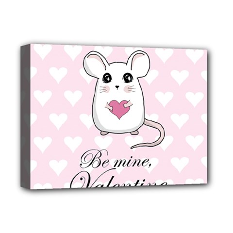 Cute Mouse - Valentines Day Deluxe Canvas 16  X 12   by Valentinaart