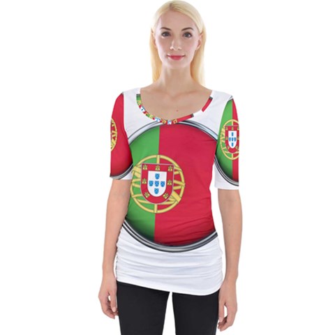 Portugal Flag Country Nation Wide Neckline Tee by Nexatart