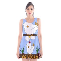 Go Vegan - Cute Chick  Scoop Neck Skater Dress by Valentinaart