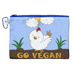 Go Vegan - Cute Chick  Canvas Cosmetic Bag (xl) by Valentinaart