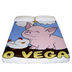 Go Vegan - Cute Pig And Chicken Fitted Sheet (king Size) by Valentinaart