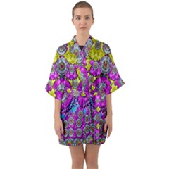 Fantasy Bloom In Spring Time Lively Colors Quarter Sleeve Kimono Robe by pepitasart