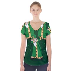  St  Patrick  Dabbing Short Sleeve Front Detail Top by Valentinaart