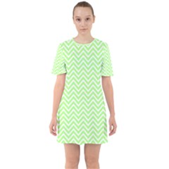 Green Chevron Sixties Short Sleeve Mini Dress by snowwhitegirl