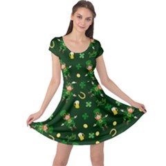 St Patricks Day Pattern Cap Sleeve Dress by Valentinaart