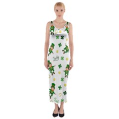 St Patricks Day Pattern Fitted Maxi Dress by Valentinaart