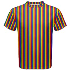 Vertical Gay Pride Rainbow Flag Pin Stripes Men s Cotton Tee by PodArtist