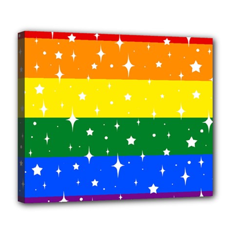 Sparkly Rainbow Flag Deluxe Canvas 24  X 20   by Valentinaart
