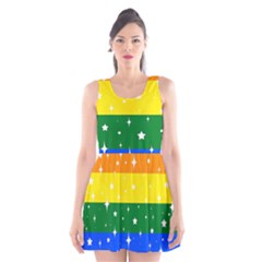 Sparkly Rainbow Flag Scoop Neck Skater Dress by Valentinaart