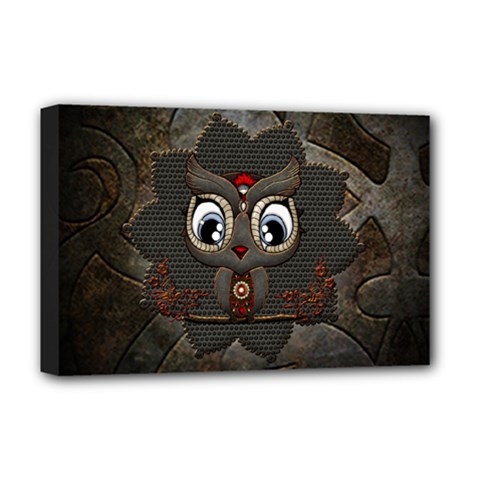 Wonderful Cute  Steampunk Owl Deluxe Canvas 18  X 12   by FantasyWorld7