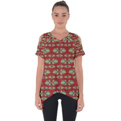 Tropical Stylized Floral Pattern Cut Out Side Drop Tee by dflcprints