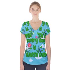 Earth Day Short Sleeve Front Detail Top by Valentinaart