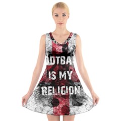 Football Is My Religion V-neck Sleeveless Skater Dress by Valentinaart