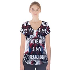 Football Is My Religion Short Sleeve Front Detail Top by Valentinaart