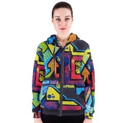 Urban Graffiti Movie Theme Productor Colorful Abstract Arrows Women s Zipper Hoodie by genx