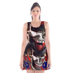 Confederate Flag Usa America United States Csa Civil War Rebel Dixie Military Poster Skull Scoop Neck Skater Dress by Sapixe