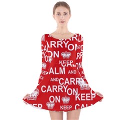 Keep Calm And Carry On Long Sleeve Velvet Skater Dress by Sapixe