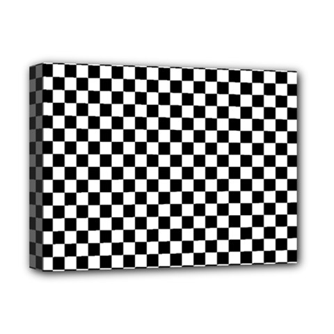 Checker Black And White Deluxe Canvas 16  X 12   by jumpercat