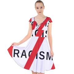 No Racism Cap Sleeve Front Wrap Midi Dress by demongstore