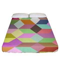 Mosaic Background Cube Pattern Fitted Sheet (queen Size) by Sapixe