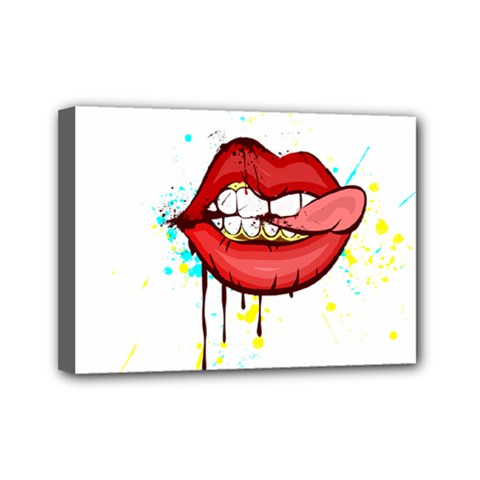 Bit Your Tongue Mini Canvas 7  X 5  by StarvingArtisan