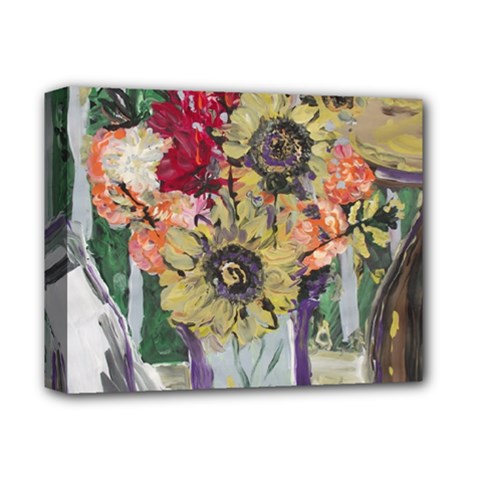 Sunflowers And Lamp Deluxe Canvas 14  X 11  by bestdesignintheworld