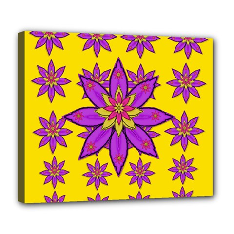 Fantasy Big Flowers In The Happy Jungle Of Love Deluxe Canvas 24  X 20   by pepitasart