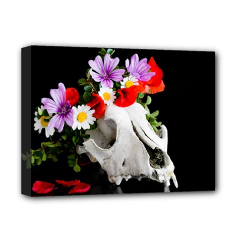 Animal Skull With A Wreath Of Wild Flower Deluxe Canvas 16  X 12   by igorsin