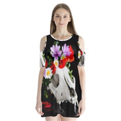Animal Skull With A Wreath Of Wild Flower Shoulder Cutout Velvet One Piece by igorsin