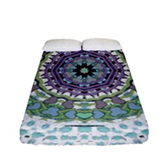 Hearts In A Decorative Star Flower Mandala Fitted Sheet (full/ Double Size) by pepitasart
