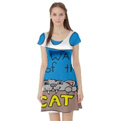 Cat Print Paw Pet Animal Claws Short Sleeve Skater Dress by Nexatart