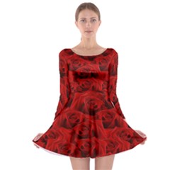 Romantic Red Rose Long Sleeve Skater Dress by LoolyElzayat