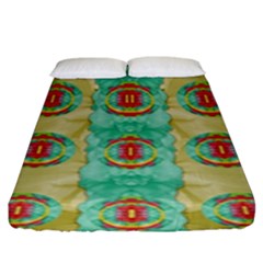 Peace Will Be In Fantasy Flowers With Love Fitted Sheet (king Size) by pepitasart