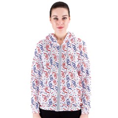 Red White And Blue Usa/uk/france Colored Party Streamers Women s Zipper Hoodie by PodArtist