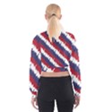 NY USA Candy Cane Skyline in Red White & Blue Cropped Sweatshirt View2
