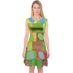 Easter Egg Happy Easter Colorful Capsleeve Midi Dress by Sapixe
