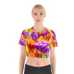Tulip Flowers Cotton Crop Top by FunnyCow