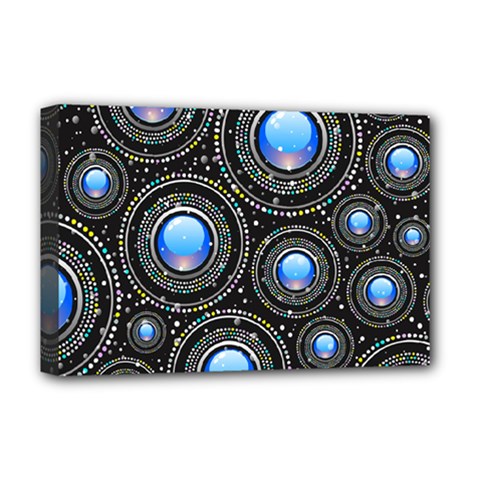 Background Abstract Glossy Blue Deluxe Canvas 18  X 12   by Nexatart