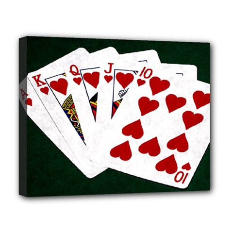 Poker Hands   Royal Flush Hearts Deluxe Canvas 20  X 16   by FunnyCow