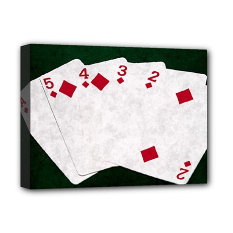Poker Hands   Straight Flush Diamonds Deluxe Canvas 16  X 12   by FunnyCow