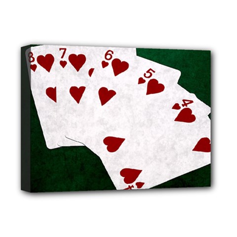 Poker Hands Straight Flush Hearts Deluxe Canvas 16  X 12   by FunnyCow