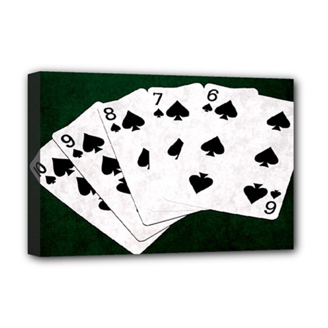 Poker Hands Straight Flush Spades Deluxe Canvas 18  X 12   by FunnyCow