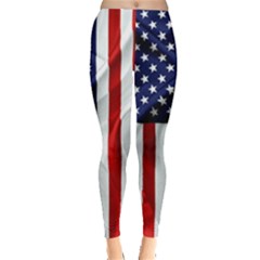 American Usa Flag Vertical Leggings  by FunnyCow
