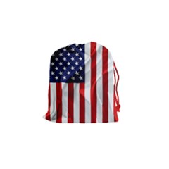 American Usa Flag Vertical Drawstring Pouches (small)  by FunnyCow