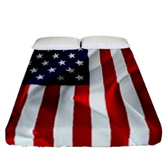 American Usa Flag Vertical Fitted Sheet (california King Size) by FunnyCow