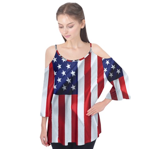 American Usa Flag Vertical Flutter Tees by FunnyCow