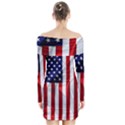 American Usa Flag Vertical Long Sleeve Off Shoulder Dress View2
