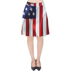 American Usa Flag Vertical Velvet High Waist Skirt by FunnyCow