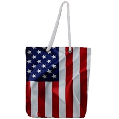 American Usa Flag Vertical Full Print Rope Handle Tote (large) by FunnyCow