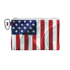 American Usa Flag Vertical Canvas Cosmetic Bag (medium) by FunnyCow